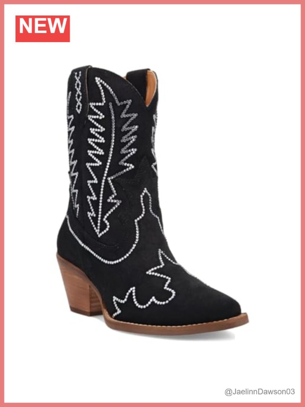 Suede Ankle Boots with Mid Heel Western Design